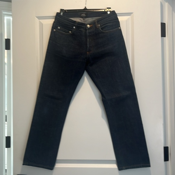 EUC- A.P.C. Blue button fly dungarees. Size 29. Boot cut. 28 inseam. - Picture 4 of 5